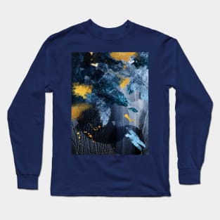 Abstract Navy and Gold Long Sleeve T-Shirt